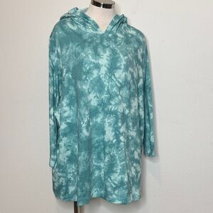 AnyBody size 3X Teal Tie-Dye Hoodie Sweatshirt